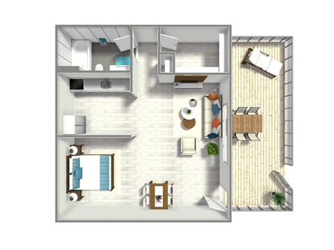 Floor plan for studio, 1 bath, 705 sqft